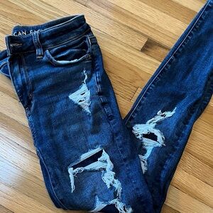 American Eagle Outfitters Women's Distressed Blue Skinny Jeans